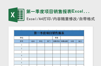 2021年第一季度项目销售报表Excel表格模板