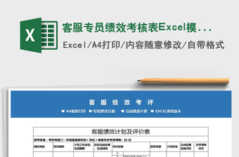 2022客服专员绩效考核表Excel模板免费下载
