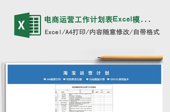 2021电商运营工作计划表Excel模板免费下载
