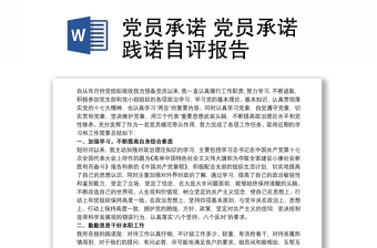 党员承诺 党员承诺践诺自评报告