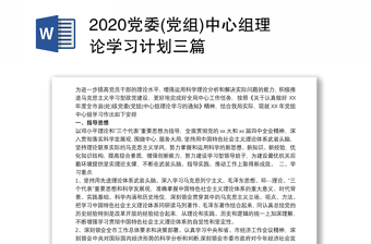 2020党委(党组)中心组理论学习计划三篇