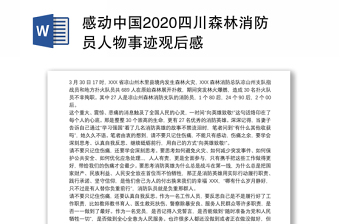 感动中国2020四川森林消防员人物事迹观后感