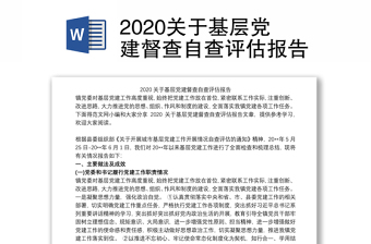 2020关于基层党建督查自查评估报告