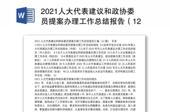 2021人大代表建议和政协委员提案办理工作总结报告（12篇）