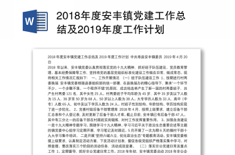 2018年度安丰镇党建工作总结及2019年度工作计划