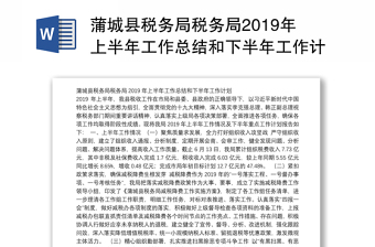 蒲城县税务局税务局2019年上半年工作总结和下半年工作计划