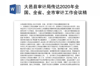 大邑县审计局传达2020年全国、全省、全市审计工作会议精神的情况汇报