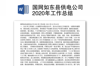 国网县供电公司2020年工作总结