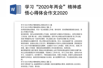 学习“2020年两会”精神感悟心得体会作文2020