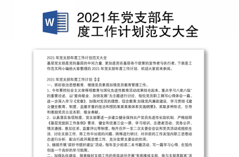 2021年党支部年度工作计划范文大全