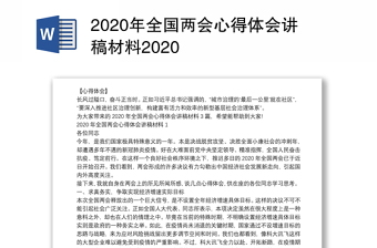 2020年全国两会心得体会讲稿材料2020