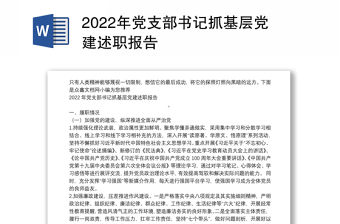 2022年党支部书记抓基层党建述职报告