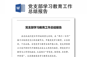 党支部学习教育工作总结报告