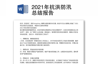 2021年抗洪防汛总结报告