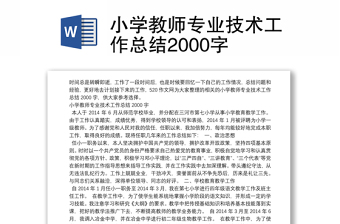 小学教师专业技术工作总结2000字