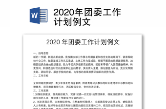 2020年团委工作计划例文