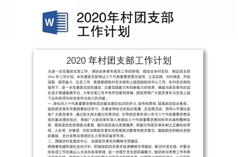 2020年村团支部工作计划