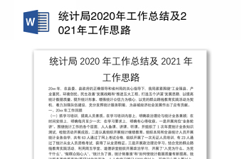 统计局2020年工作总结及2021年工作思路