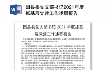 团县委党支部书记2021年度抓基层党建工作述职报告