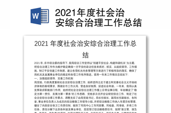 2021年度社会治安综合治理工作总结