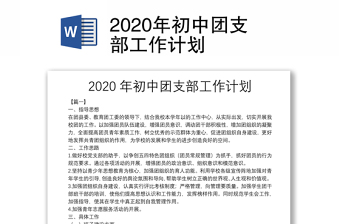2020年初中团支部工作计划