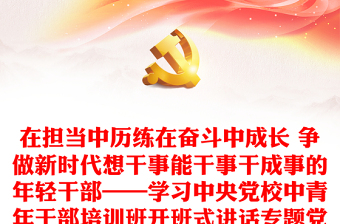 在担当中历练在奋斗中成长 争做新时代想干事能干事干成事的年轻干部——学习中央党校中青年干部培训班开班式讲话专题党课