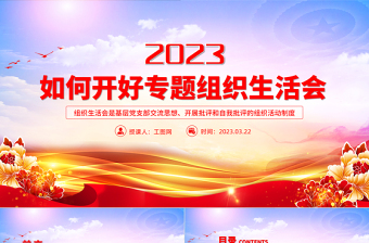 2023年如何召开专题组织生活会PPT精美大气基层党组织党支部组织生活会模板