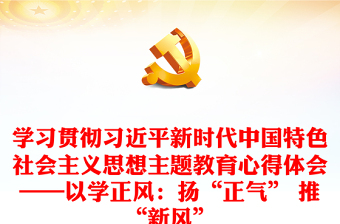 学习贯彻习近平新时代中国特色社会主义思想主题教育心得体会——以学正风：扬“正气” 推“新风”