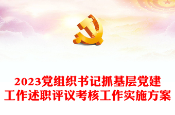 2023党组织书记抓基层党建工作述职评议考核工作实施方案