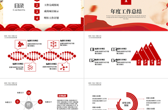 红色大气策划部开门红年终总结PPT模板