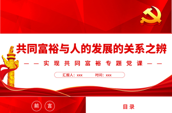 共同富裕与人的发展的关系之辨PPT红色党政风实现共同富裕专题党课课件