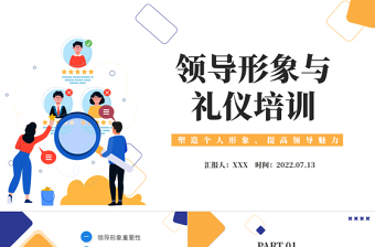 2022领导形象与礼仪培训PPT卡通商务风塑造个人形象提高领导魅力课件模板