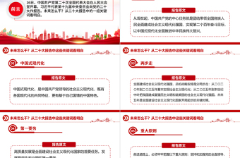 2022未来怎么干从二十大报告中这些关键词看明白PPT红色精美20大报告中的关键词学习解读微党课课件