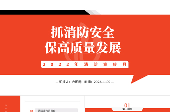 2022年消防宣传月抓消防安全保高质量发展课件模板