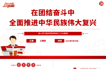 2023在团结奋斗中全面推进中华民族伟大复兴PPT大气党建风深入学习宣传贯彻党的二十大精神主题专题党课课件