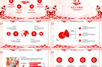 2018红色喜庆中国风年终总结PPT模板