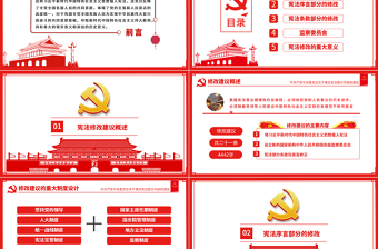 十九届二中全会中共中央宪法修改建议学习红色中国风党建党课PPT模板