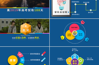 蓝色高三冲刺家长会ppt模板幻灯片
