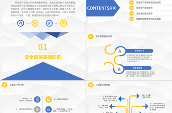 黄蓝商务扁平简约安全管理培训通用课件PPT模板