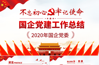 原创2020国有企业基层机关党支部党建工作总结计划国企党课PPT