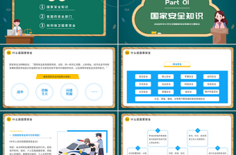 国家安全教育日PPT卡通风2022年中小学生全面国家安全教育日主题班会课件模板