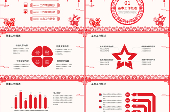 剪纸风年终工作总结汇报企业年会PPT模板