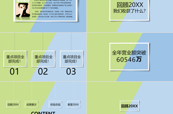 2021公司年度工作总结ppt小清新蓝绿撞色商务简洁模板幻灯片