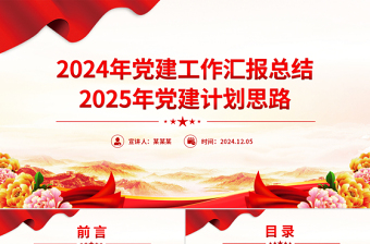 精美简洁2024年党建工作汇报总结及2025年党建计划思路PPT模板下载