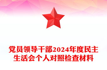 党员领导干部2024年度民主生活会个人对照检查材料