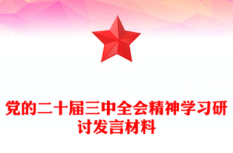 党的二十届三中全会精神学习研讨发言材料